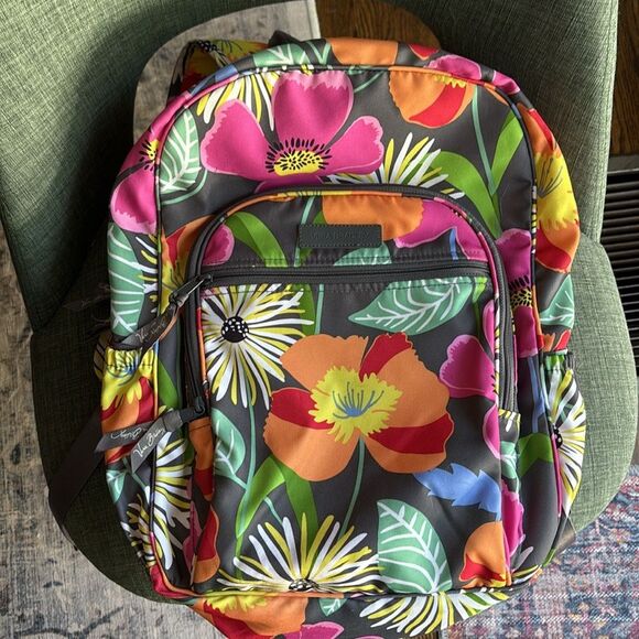 Vera Bradley lighten up campus large backpack in jazzy blooms Multicolor EUC! - Picture 10 of 12